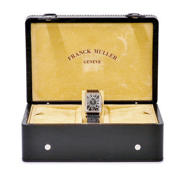 腕時計 フランクミュラー FRANCK MULLER ロングアイランド 902QZ クオーツ レディース K18WG無垢 ブラック 黒 ギョウシェ 角型