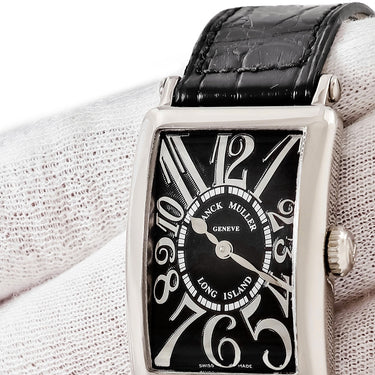 腕時計 フランクミュラー FRANCK MULLER ロングアイランド 902QZ クオーツ レディース K18WG無垢 ブラック 黒 ギョウシェ 角型