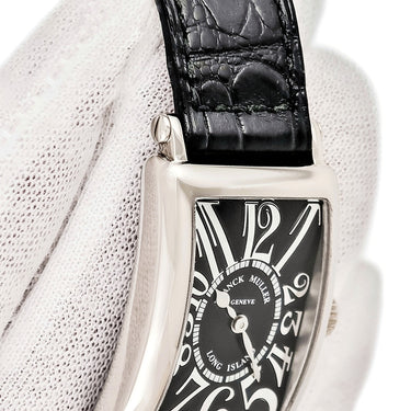 腕時計 フランクミュラー FRANCK MULLER ロングアイランド 902QZ クオーツ レディース K18WG無垢 ブラック 黒 ギョウシェ 角型