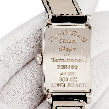 腕時計 フランクミュラー FRANCK MULLER ロングアイランド 902QZ クオーツ レディース K18WG無垢 ブラック 黒 ギョウシェ 角型