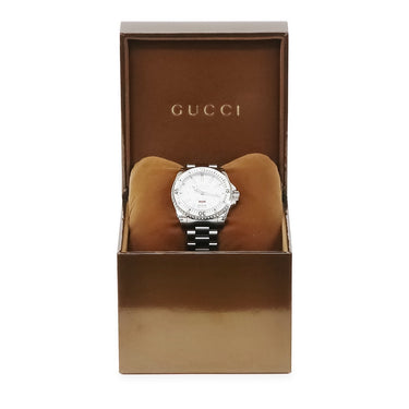 腕時計 グッチ GUCCI ダイブ DIVE 136.3 クオーツ メンズ ホワイト 白 逆回転防止ベゼル デイト