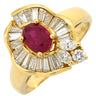 ノンブランド NON BRAND ルビー ダイヤ レッド×イエローゴールド K18YG ルビー ダイヤモンド リング 指輪 K18YG Au750 18K 18金 赤 レッド ヘイローデザイン フラワーモチーフ 15号