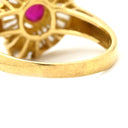 ノンブランド NON BRAND ルビー ダイヤ レッド×イエローゴールド K18YG ルビー ダイヤモンド リング 指輪 K18YG Au750 18K 18金 赤 レッド ヘイローデザイン フラワーモチーフ 15号