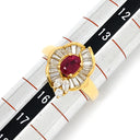 ノンブランド NON BRAND ルビー ダイヤ レッド×イエローゴールド K18YG ルビー ダイヤモンド リング 指輪 K18YG Au750 18K 18金 赤 レッド ヘイローデザイン フラワーモチーフ 15号