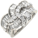 ノンブランド NON BRAND ダイヤモンド リング プラチナシルバー Pt900 ダイヤモンド リング 指輪 プラチナム テーパード バケット ラウンドブリリアント リボンモチーフ 10号