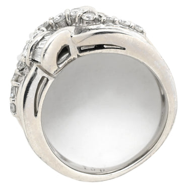 ノンブランド NON BRAND ダイヤモンド リング プラチナシルバー Pt900 ダイヤモンド リング 指輪 プラチナム テーパード バケット ラウンドブリリアント リボンモチーフ 10号