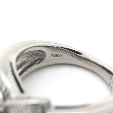 ノンブランド NON BRAND ダイヤモンド リング プラチナシルバー Pt900 ダイヤモンド リング 指輪 プラチナム テーパード バケット ラウンドブリリアント リボンモチーフ 10号