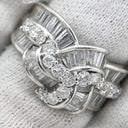 ノンブランド NON BRAND ダイヤモンド リング プラチナシルバー Pt900 ダイヤモンド リング 指輪 プラチナム テーパード バケット ラウンドブリリアント リボンモチーフ 10号