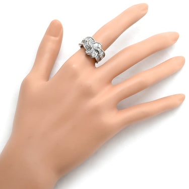 ノンブランド NON BRAND ダイヤモンド リング プラチナシルバー Pt900 ダイヤモンド リング 指輪 プラチナム テーパード バケット ラウンドブリリアント リボンモチーフ 10号