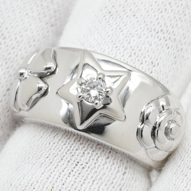 シャネル CHANEL スリーシンボル ホワイトゴールド K18WG ダイヤモンド リング 指輪 18K 750 WG カメリア スター クローバー 1Pダイヤ 7.5号