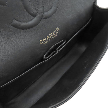 シャネル CHANEL マトラッセ Wフラップ ブラック キャビアスキン ショルダーバッグ ゴールド金具 黒 Wフラップ ダブルフラップ