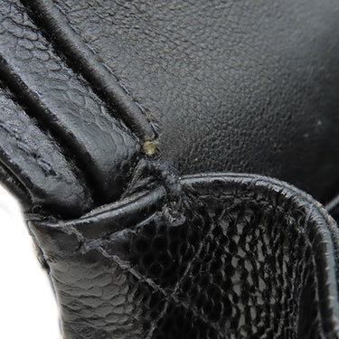 シャネル CHANEL マトラッセ Wフラップ ブラック キャビアスキン ショルダーバッグ ゴールド金具 黒 Wフラップ ダブルフラップ