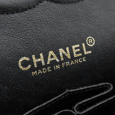 シャネル CHANEL マトラッセ Wフラップ ブラック キャビアスキン ショルダーバッグ ゴールド金具 黒 Wフラップ ダブルフラップ