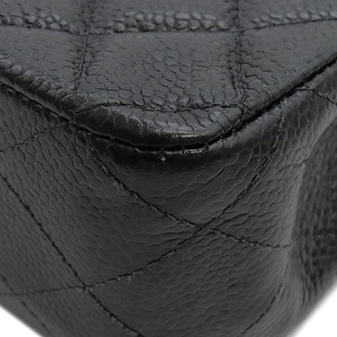 シャネル CHANEL マトラッセ Wフラップ ブラック キャビアスキン ショルダーバッグ ゴールド金具 黒 Wフラップ ダブルフラップ