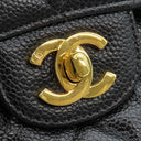 シャネル CHANEL マトラッセ Wフラップ ブラック キャビアスキン ショルダーバッグ ゴールド金具 黒 Wフラップ ダブルフラップ