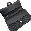 シャネル CHANEL マトラッセ Wフラップ ブラック キャビアスキン ショルダーバッグ ゴールド金具 黒 Wフラップ ダブルフラップ