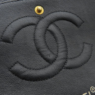 シャネル CHANEL マトラッセ Wフラップ ブラック キャビアスキン ショルダーバッグ ゴールド金具 黒 Wフラップ ダブルフラップ