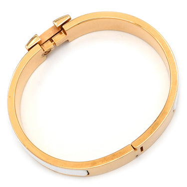 エルメス HERMES クリックH PM ホワイト×ゴールド メタル エナメル ブレスレット ゴールド金具 白 Hブレス