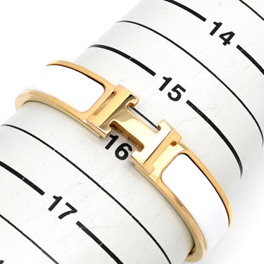 エルメス HERMES クリックH PM ホワイト×ゴールド メタル エナメル ブレスレット ゴールド金具 白 Hブレス