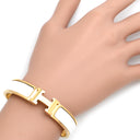 エルメス HERMES クリックH PM ホワイト×ゴールド メタル エナメル ブレスレット ゴールド金具 白 Hブレス