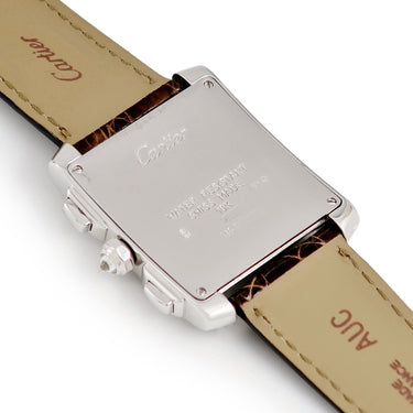 腕時計 カルティエ Cartier タンクフランセーズ XL クロノグラフ WE1004S4 クオーツ メンズ K18WG無垢 純正ダイヤ デイト 青針