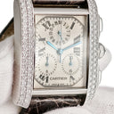 腕時計 カルティエ Cartier タンクフランセーズ XL クロノグラフ WE1004S4 クオーツ メンズ K18WG無垢 純正ダイヤ デイト 青針