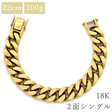 喜平 KIHEI K18 18金 21cm 200g 2面 シングル イエローゴールド K18YG ブレスレット 特大 造幣局検定マーク ショッピングローン対応していません