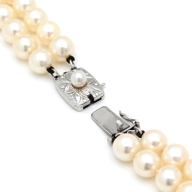 ミキモト MIKIMOTO パール ペンダント パールホワイト パール K14WG ネックレス MIKIMOTO 真珠 あこや アコヤ 2連 2重