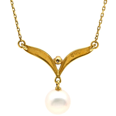 ミキモト MIKIMOTO パールネックレス イエローゴールド×パールホワイト K18YG パール ダイヤモンド ネックレス MIKIMOTO 真珠 18K 18金 Au750 ダイヤ