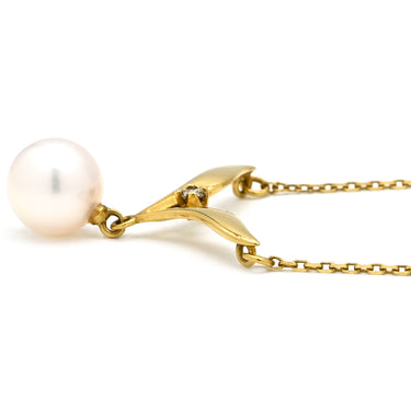 ミキモト MIKIMOTO パールネックレス イエローゴールド×パールホワイト K18YG パール ダイヤモンド ネックレス MIKIMOTO 真珠 18K 18金 Au750 ダイヤ