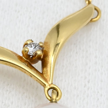 ミキモト MIKIMOTO パールネックレス イエローゴールド×パールホワイト K18YG パール ダイヤモンド ネックレス MIKIMOTO 真珠 18K 18金 Au750 ダイヤ