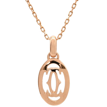 カルティエ Cartier ロゴ ドゥーブルC ピンクゴールド K18PG ダイヤモンド ネックレス Au750 K18 18金 ダイヤ オーバル