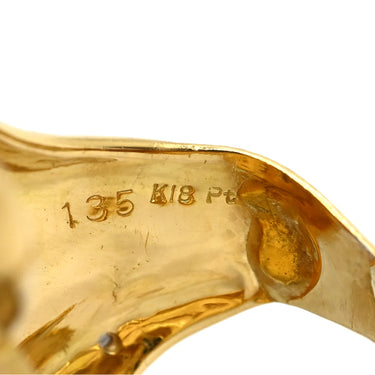 ノンブランド NON BRAND ダイヤ リング イエローゴールド×シルバー K18YG Pt ダイヤモンド リング 指輪 Au750 18K 18金 YG×Pt コンビ リーフモチーフ カクテルリング 9号