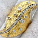 ノンブランド NON BRAND ダイヤ リング イエローゴールド×シルバー K18YG Pt ダイヤモンド リング 指輪 Au750 18K 18金 YG×Pt コンビ リーフモチーフ カクテルリング 9号