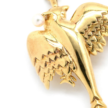 ミキモト MIKIMOTO パールネックレス イエローゴールド×パールホワイト K18YG パール ネックレス MIKIMOTO ブローチ 真珠 18K 18金 Au750 鳥モチーフ