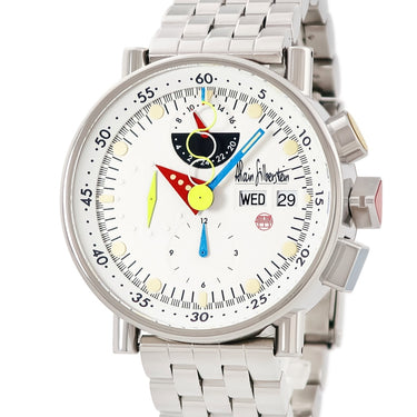 腕時計 アランシルベスタイン ALAIN SILBERSTEIN クロノ バウハウス デイデイト LWO5100 自動巻き メンズ 白 赤 青 黄 デイ＆ナイト表示 限定