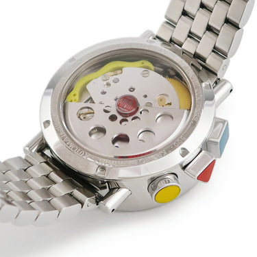 腕時計 アランシルベスタイン ALAIN SILBERSTEIN クロノ バウハウス デイデイト LWO5100 自動巻き メンズ 白 赤 青 黄 デイ＆ナイト表示 限定