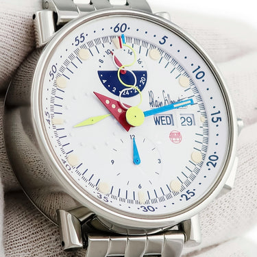 腕時計 アランシルベスタイン ALAIN SILBERSTEIN クロノ バウハウス デイデイト LWO5100 自動巻き メンズ 白 赤 青 黄 デイ＆ナイト表示 限定