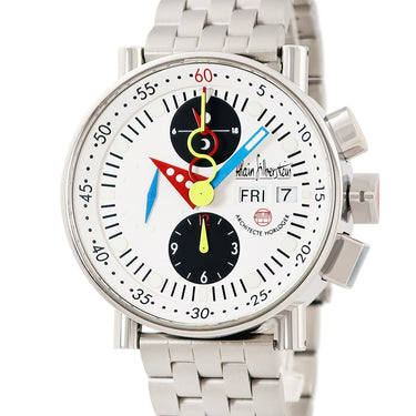 腕時計 アランシルベスタイン ALAIN SILBERSTEIN クロノ バウハウス デイデイト LWO5100 自動巻き メンズ 白 赤 青 黄 デイ＆ナイト表示 限定