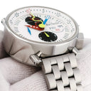 腕時計 アランシルベスタイン ALAIN SILBERSTEIN クロノ バウハウス デイデイト LWO5100 自動巻き メンズ 白 赤 青 黄 デイ＆ナイト表示 限定