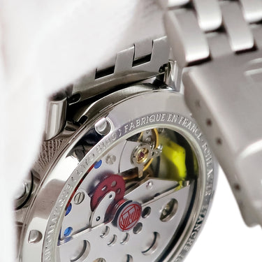 腕時計 アランシルベスタイン ALAIN SILBERSTEIN クロノ バウハウス デイデイト LWO5100 自動巻き メンズ 白 赤 青 黄 デイ＆ナイト表示 限定