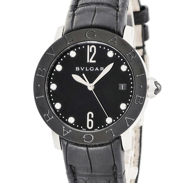 腕時計 ブルガリ BVLGARI ブルガリブルガリ BBL37SC 自動巻き メンズ 純正9Pダイヤ ブラック アラビア