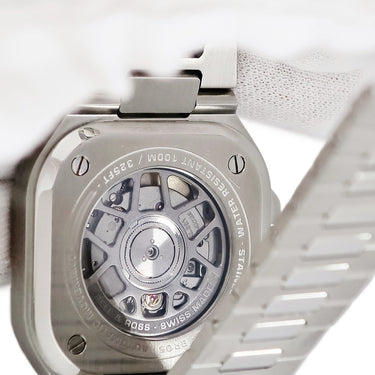 腕時計 ベル&ロス BELL＆ROSS BR 05 ブルー スティール BR05A-BLU-ST/SST 自動巻き メンズ デイト バー アラビア シースルーバック