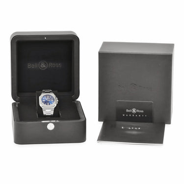 腕時計 ベル&ロス BELL＆ROSS BR 05 ブルー スティール BR05A-BLU-ST/SST 自動巻き メンズ デイト バー アラビア シースルーバック