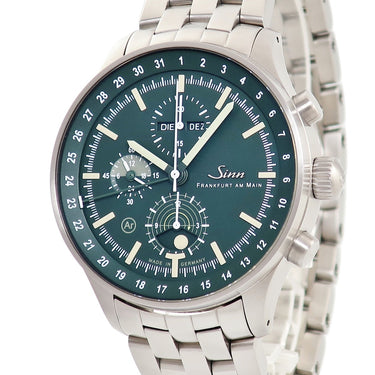 腕時計 ジン SINN 3006 自動巻き メンズ グリーン ハンティングウォッチ ムーンライト表示 トリプルカレンダー スモールセコンド