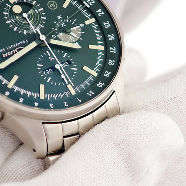 腕時計 ジン SINN 3006 自動巻き メンズ グリーン ハンティングウォッチ ムーンライト表示 トリプルカレンダー スモールセコンド