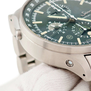 腕時計 ジン SINN 3006 自動巻き メンズ グリーン ハンティングウォッチ ムーンライト表示 トリプルカレンダー スモールセコンド