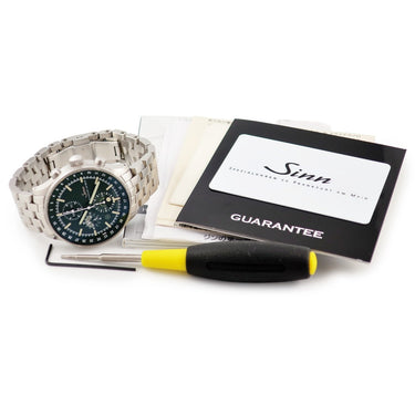 腕時計 ジン SINN 3006 自動巻き メンズ グリーン ハンティングウォッチ ムーンライト表示 トリプルカレンダー スモールセコンド