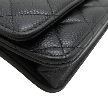 シャネル CHANEL マトラッセ チェーンウォレット AP0250 ブラック カーフ キャビアスキン チェーンウォレット ゴールド金具 黒 ココマーク