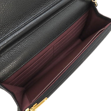 シャネル CHANEL マトラッセ チェーンウォレット AP0250 ブラック カーフ キャビアスキン チェーンウォレット ゴールド金具 黒 ココマーク